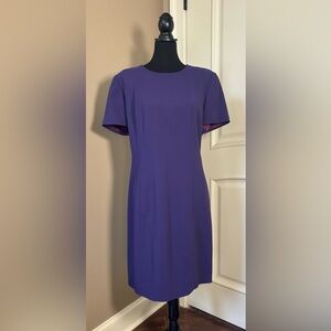 TALBOTS Woman’s Short Sleeve Purple Sheath Midi Dress Front Pockets Plus Size 16